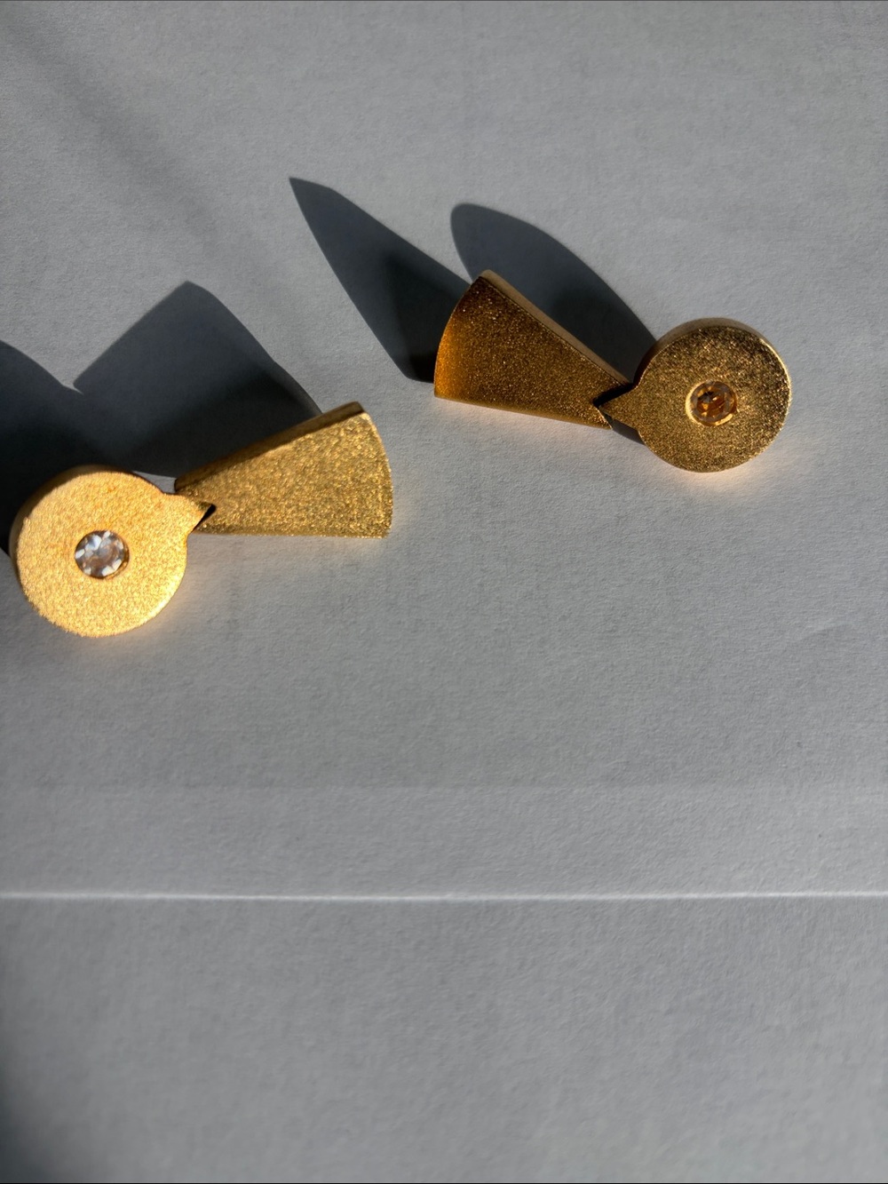 Gold Geometric vintage earrings with Crystal Accent